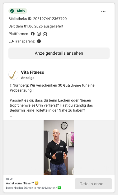 Meta-Anzeige von Njanké, geschaltet über die Meta Ad Library